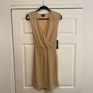 NWT Bebe Champagne Gold Sleeveless Wrap Dress Size XL
